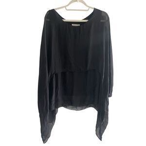 Cobble Stone Italian Silk Blouse Top Women’s Sz Medium Made in Italy Minimalist